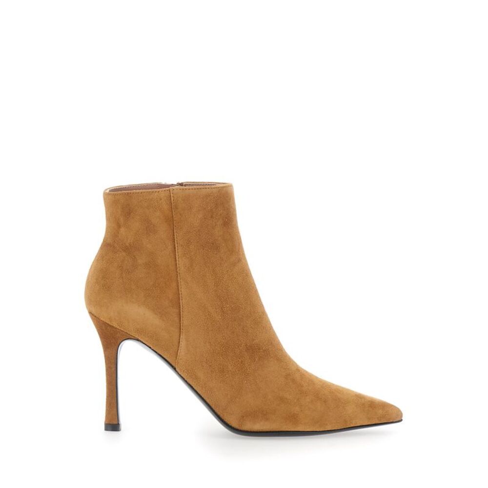 Pollini Women Beige Suede Ankle Boots With Rubber Sole For Women